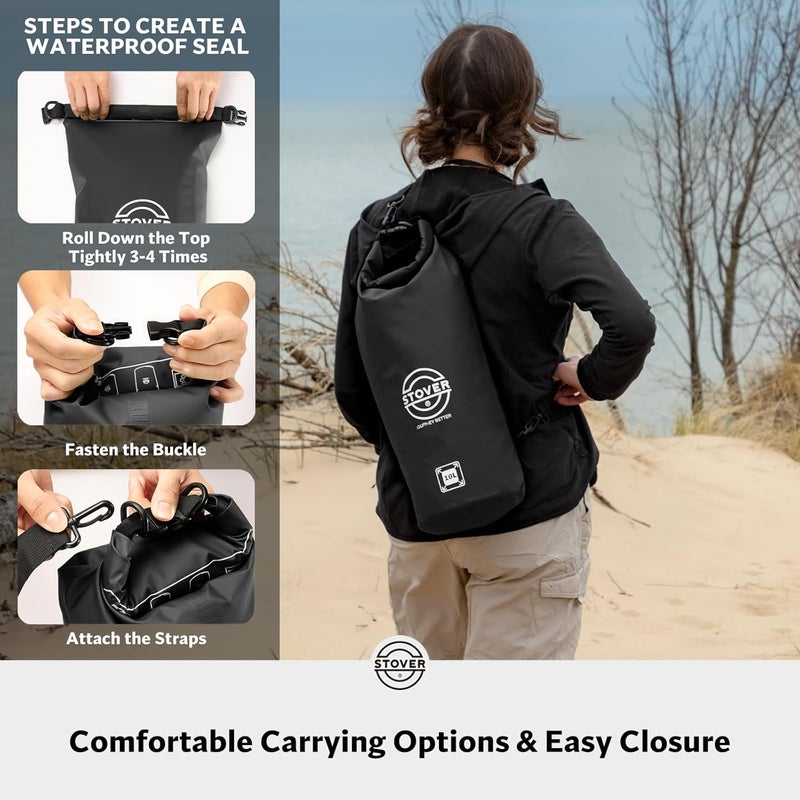 STOVER 5/10/25/30/40/55L Waterproof Dry Bag- Roll-Top Backpack w/Phone Case- Kayaking, Hiking, Camping, Boating- Men/Women - Image 5